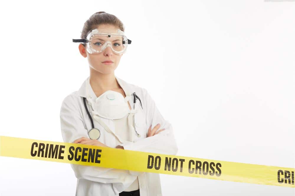 forensic doctor on crime scene